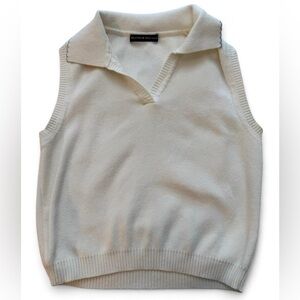 Brandy Melville Cream Collared Sweater Vest - One Size